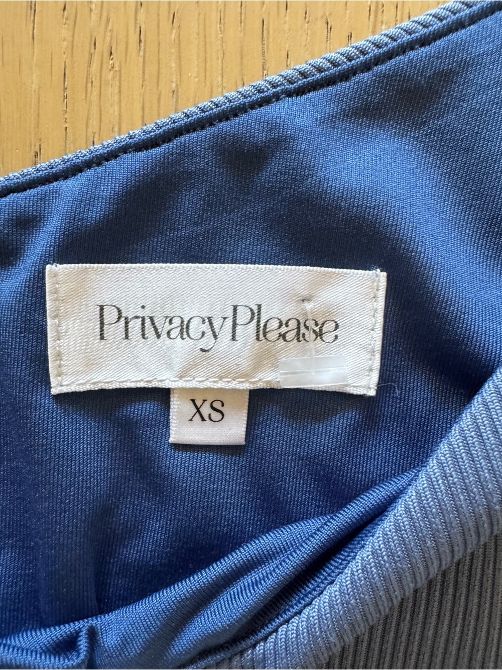 Privacy Please Chloe One-Shoulder Steel Blue Wrap Mini Dress - Picture 4 of 5
